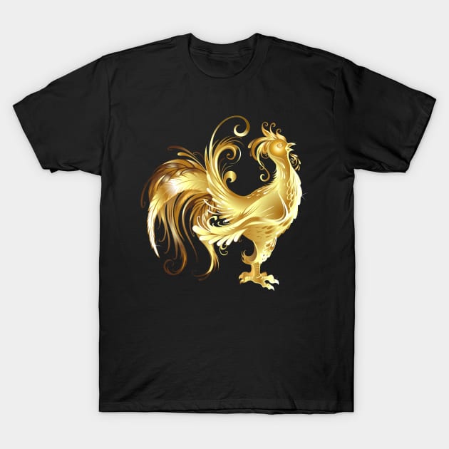 gold rooster T-Shirt by Blackmoon9